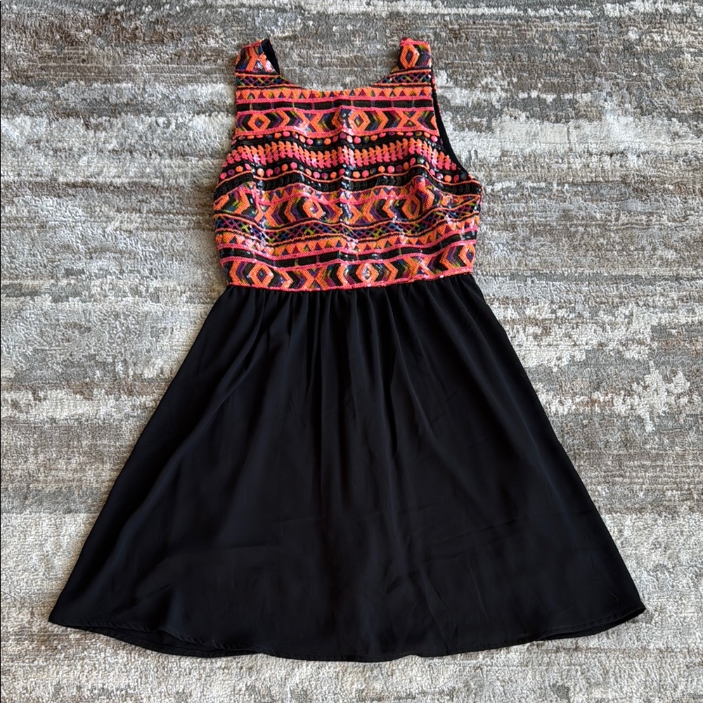 Neon sequin tribal women’s dress